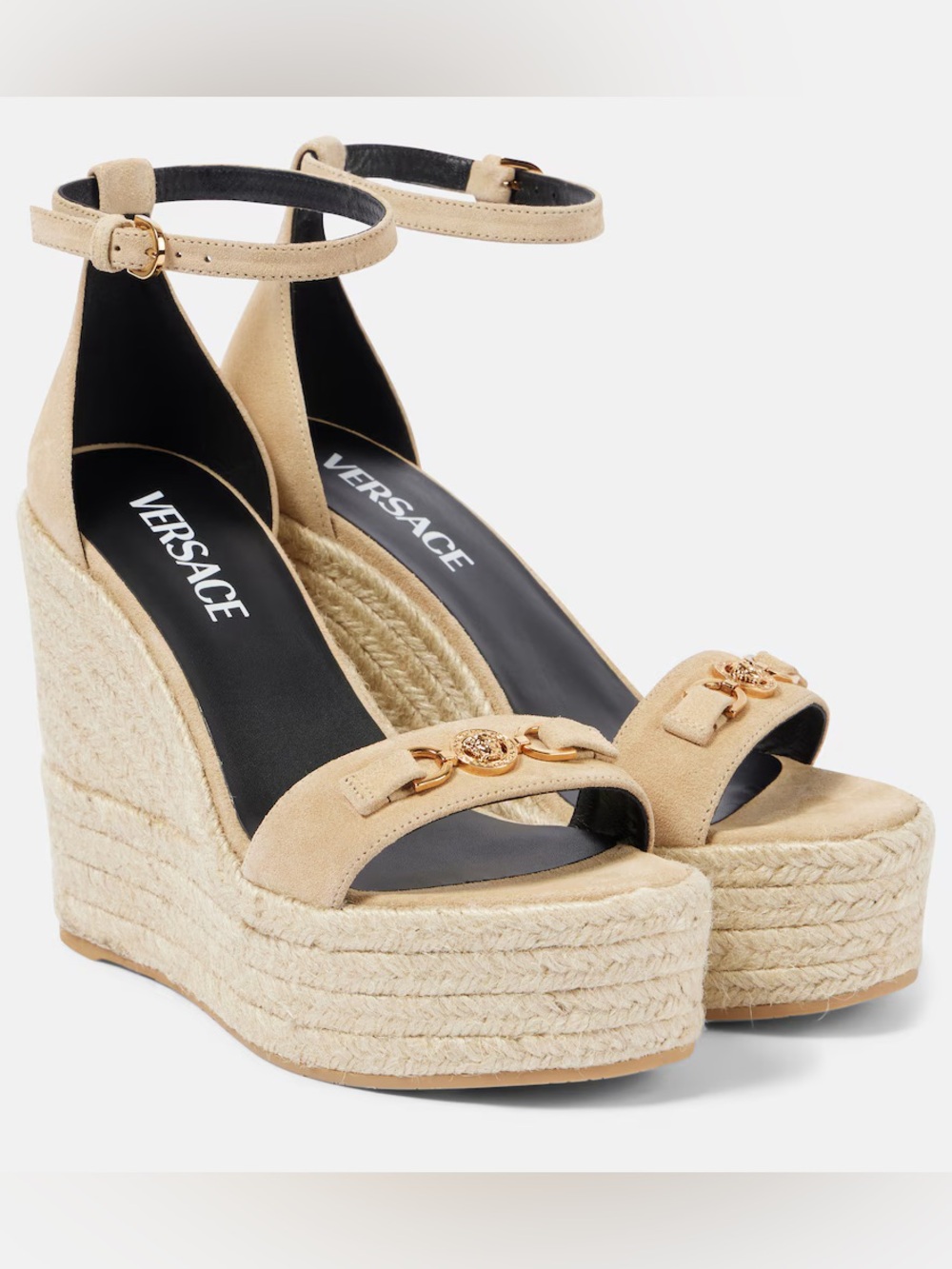 Versace Beige Medusa '95 120mm suede wedge